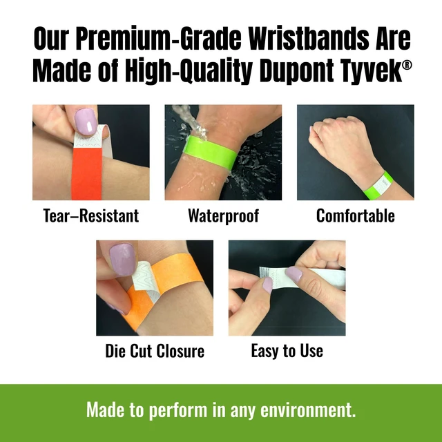Alt view image 5 of 7 - Custom Tyvek Wristbands for Events | USA Made | Select Quantity Personalize w/ Clipart Text & Logos - Waterproof Tyvek Wristband ID Bracelets for Events, Hospitals, Security, VIP Admission