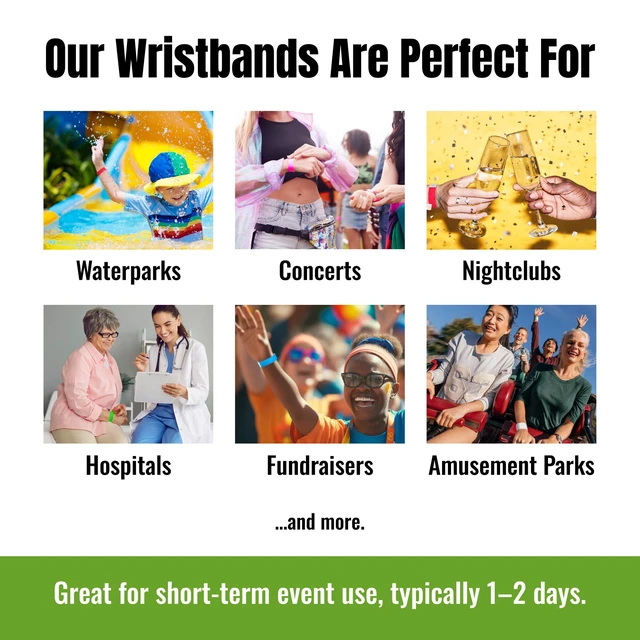 Alt view image 6 of 7 - Custom Tyvek Wristbands for Events | USA Made | Select Quantity Personalize w/ Clipart Text & Logos - Waterproof Tyvek Wristband ID Bracelets for Events, Hospitals, Security, VIP Admission