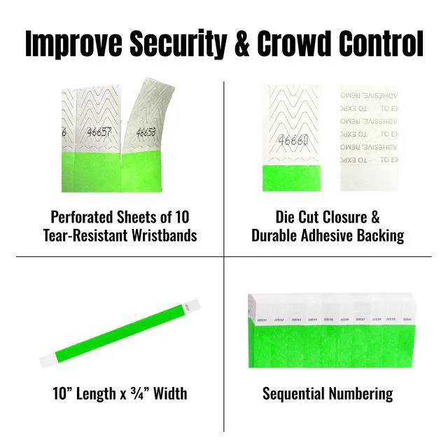 Alt view image 7 of 7 - Custom Tyvek Wristbands for Events | USA Made | Select Quantity Personalize w/ Clipart Text & Logos - Waterproof Tyvek Wristband ID Bracelets for Events, Hospitals, Security, VIP Admission