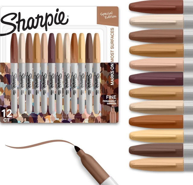 Main image of Permanent Markers, Special Edition Portrait Colors, Fine Point, 12 Count - Assorted Skin Tone Shades