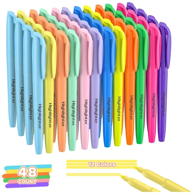 Main image of 48 Count Highlighters Bulk - 12 Assorted Fashion Colors, Chisel Tip, No Bleed & Quick Dry, Ideal for Note Taking, Studying, School, Office, Student & Teacher Supplies
