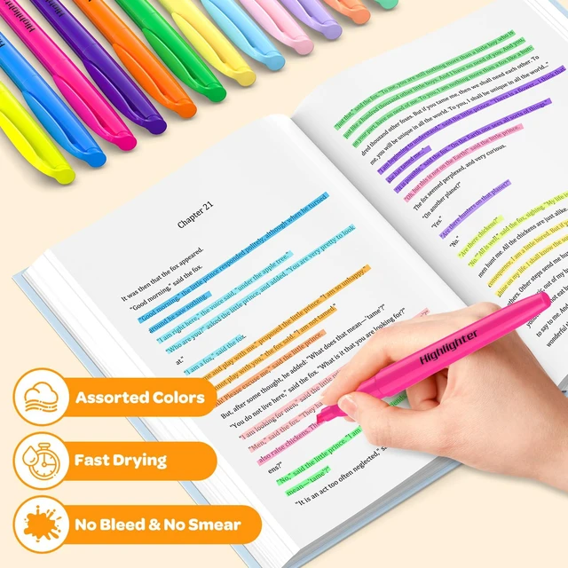 Alt view image 4 of 7 - 48 Count Highlighters Bulk - 12 Assorted Fashion Colors, Chisel Tip, No Bleed & Quick Dry, Ideal for Note Taking, Studying, School, Office, Student & Teacher Supplies