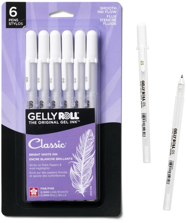 Main image of 57457 Gelly Roll Classic 05, White Fine Gel Pens, 6 Piece Set
