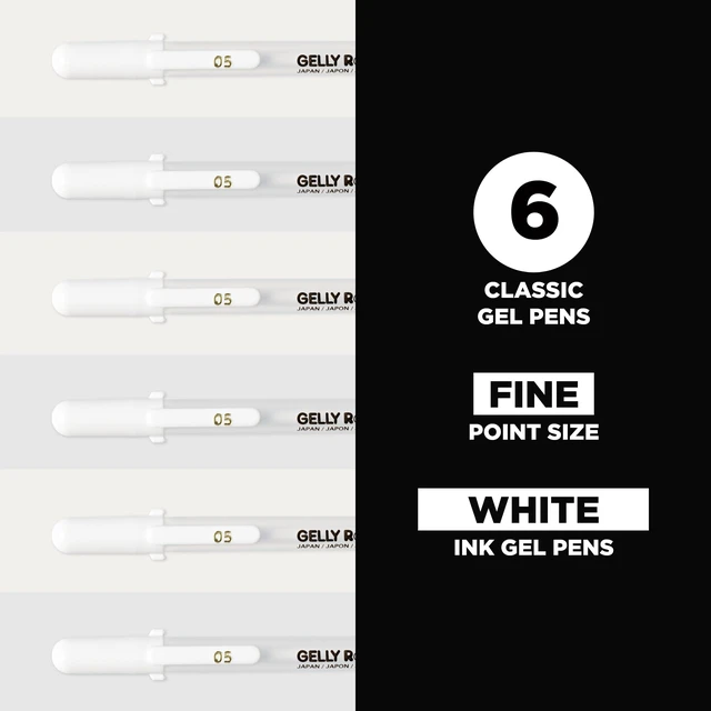 Alt view image 2 of 6 - 57457 Gelly Roll Classic 05, White Fine Gel Pens, 6 Piece Set