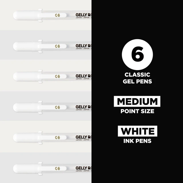Alt view image 2 of 6 - 57488 Gelly Roll Classic 08, White Medium Gel Pens, 6 Piece Set