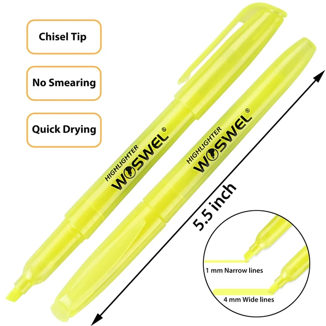 Alt view image 4 of 7 - Highlighters Bulk 240 Pack Fluorescent Yellow Markers with Chisel Tip for Classroom Office Home