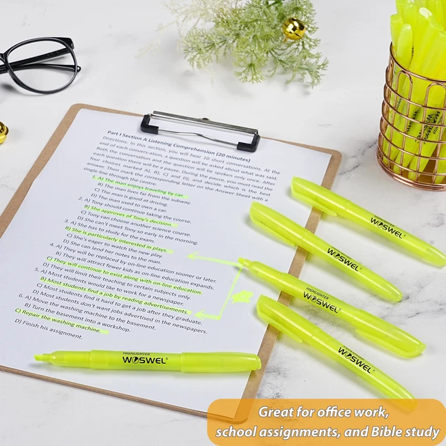 Alt view image 7 of 7 - Highlighters Bulk 240 Pack Fluorescent Yellow Markers with Chisel Tip for Classroom Office Home