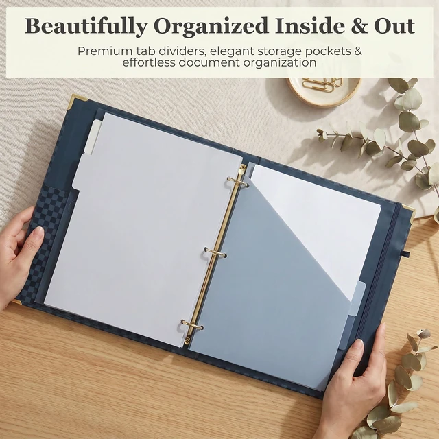 Alt view image 4 of 7 - Aesthetic Clipboard Binder with Dividers - 3 Ring Organizer for Work Sturdy Document Organizer, Clipboard Folder and Planner Folio for Streamlined School Projects, Notes and Office Productivity