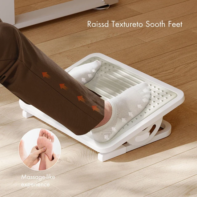 Alt view image 2 of 6 - Foot Rest Tilt Adjustable Metal Frame Light Gray 20° tilt adjustable foot rest with massage surface and sturdy metal frame, designed for ergonomic under desk support