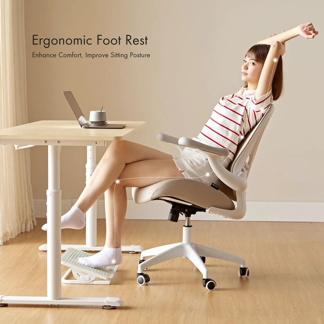 Alt view image 3 of 6 - Foot Rest Tilt Adjustable Metal Frame Light Gray 20° tilt adjustable foot rest with massage surface and sturdy metal frame, designed for ergonomic under desk support