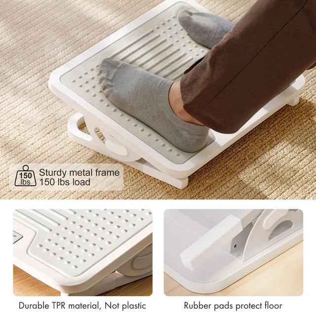 Alt view image 5 of 6 - Foot Rest Tilt Adjustable Metal Frame Light Gray 20° tilt adjustable foot rest with massage surface and sturdy metal frame, designed for ergonomic under desk support