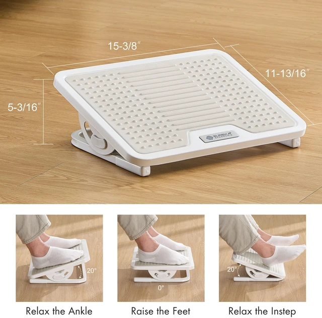 Alt view image 6 of 6 - Foot Rest Tilt Adjustable Metal Frame Light Gray 20° tilt adjustable foot rest with massage surface and sturdy metal frame, designed for ergonomic under desk support