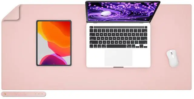 Main image of PU Leather Desk Pad Blotter,Light Pink Waterproof Office Desktop Mat for Women,36x17in Non-Slip Large Mouse Pad Writing Protector