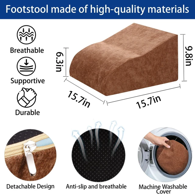 Alt view image 2 of 7 - Foot Rest for Under Desk at Work, Ergonomic Under Desk Footrest with Washable Cover for Office, Home & Gaming Leg Elevation Pillow Brown
