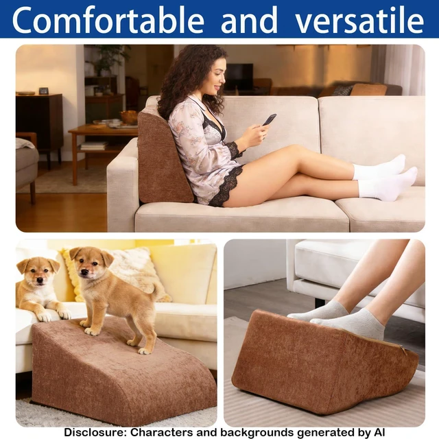 Alt view image 7 of 7 - Foot Rest for Under Desk at Work, Ergonomic Under Desk Footrest with Washable Cover for Office, Home & Gaming Leg Elevation Pillow Brown