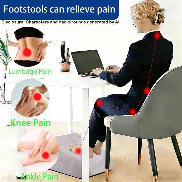 Alt view image 3 of 7 - Foot Rest for Under Desk at Work, Ergonomic Under Desk Footrest with Washable Cover for Office, Home & Gaming Leg Elevation Pillow Light Gray