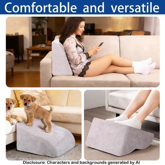Alt view image 7 of 7 - Foot Rest for Under Desk at Work, Ergonomic Under Desk Footrest with Washable Cover for Office, Home & Gaming Leg Elevation Pillow Light Gray