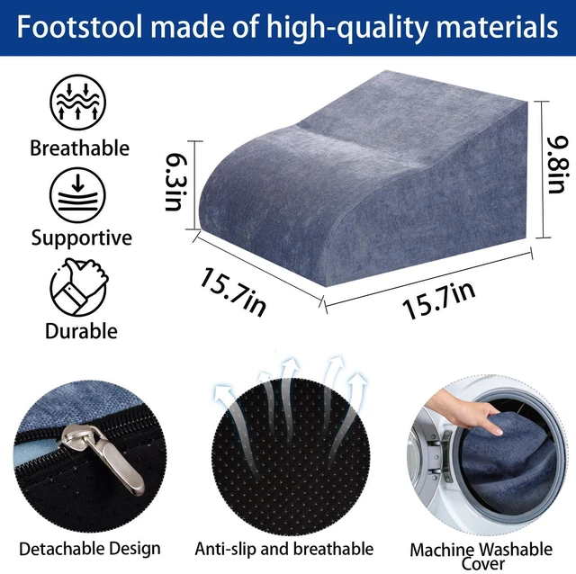 Alt view image 2 of 7 - Foot Rest for Under Desk at Work, Ergonomic Under Desk Footrest with Washable Cover for Office, Home & Gaming Leg Elevation Pillow Blue