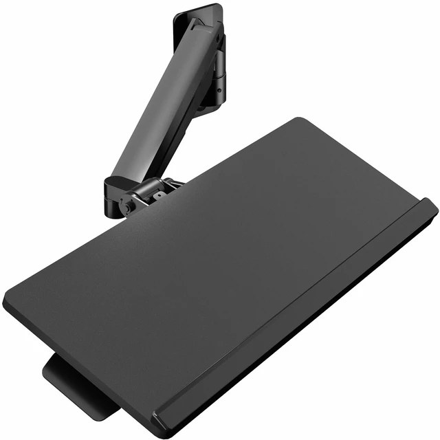 Main image of Black Pneumatic Arm 24 x 10 in Keyboard Tray Wall Mount, MOUNT-KB26C Sit-Stand Computer Keyboard & Mouse Tray, Counterbalance Height Adjustable Typing Platform, Ergonomic Tilt