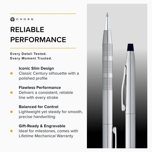 Alt view image 4 of 6 - Classic Century Diamond Cut Satin Ballpoint Pen, Black Ink Refillable Ballpoint Pen for Effortless Writing, Durable Construction, Premier Distinctive Look, Gift-Ready, Medium Point