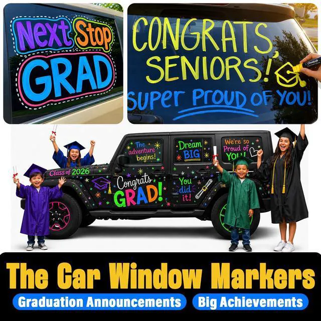 Alt view image 3 of 7 - 8 Washable Window Markers for Cars, Auto Glass, Chalkboard - 15mm Jumbo 3 in 1 Nib, 28g Ink - Liquid Chalk Markers for Blackboard, Bistro, Menu Board - Loved by Teachers, Kids, Artists, Businesses