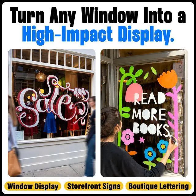 Alt view image 4 of 7 - 8 Washable Window Markers for Cars, Auto Glass, Chalkboard - 15mm Jumbo 3 in 1 Nib, 28g Ink - Liquid Chalk Markers for Blackboard, Bistro, Menu Board - Loved by Teachers, Kids, Artists, Businesses
