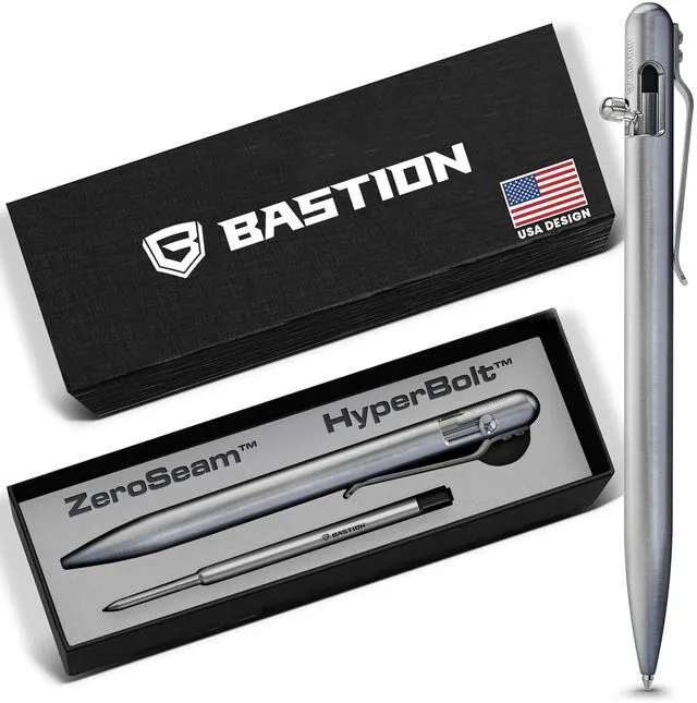 Main image of Bolt Action Pen, Titanium Silver Slim, HyperBolt & ZeroSeam EDC Pen, Refillable Titanium Writing Pen, Premium Graduation Gift, Flagship Executive Pocket Pen