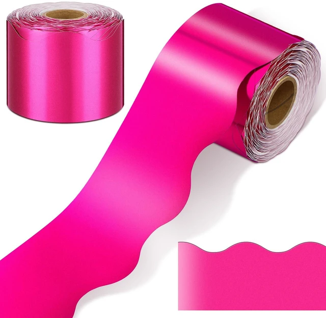 Main image of 65.6 Ft Scalloped Bulletin Board Borders Decor,Hot Pink Scalloped Trim for Classroom Displays, Learning Spaces, Decorative Strips, Ideal for Teachers, School Decor Enhancement