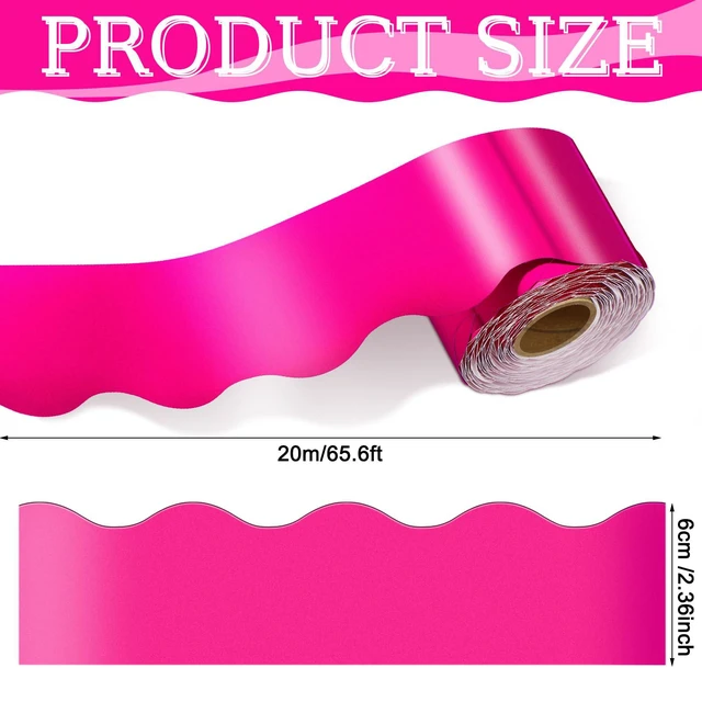 Alt view image 2 of 6 - 65.6 Ft Scalloped Bulletin Board Borders Decor,Hot Pink Scalloped Trim for Classroom Displays, Learning Spaces, Decorative Strips, Ideal for Teachers, School Decor Enhancement