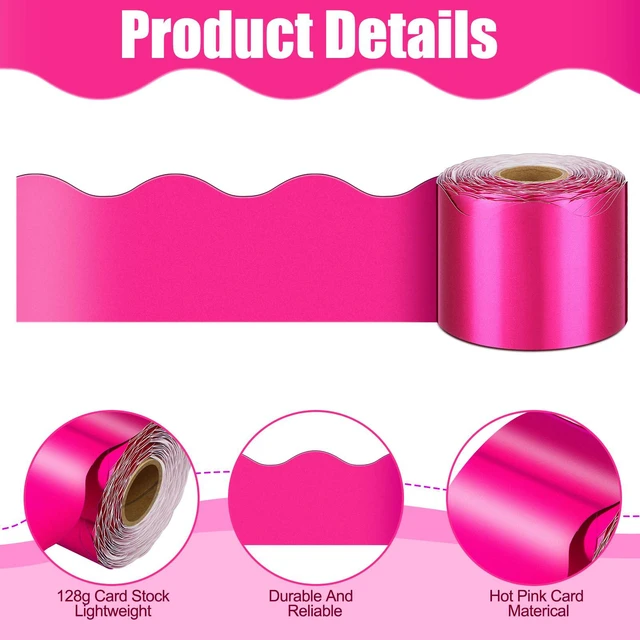 Alt view image 3 of 6 - 65.6 Ft Scalloped Bulletin Board Borders Decor,Hot Pink Scalloped Trim for Classroom Displays, Learning Spaces, Decorative Strips, Ideal for Teachers, School Decor Enhancement