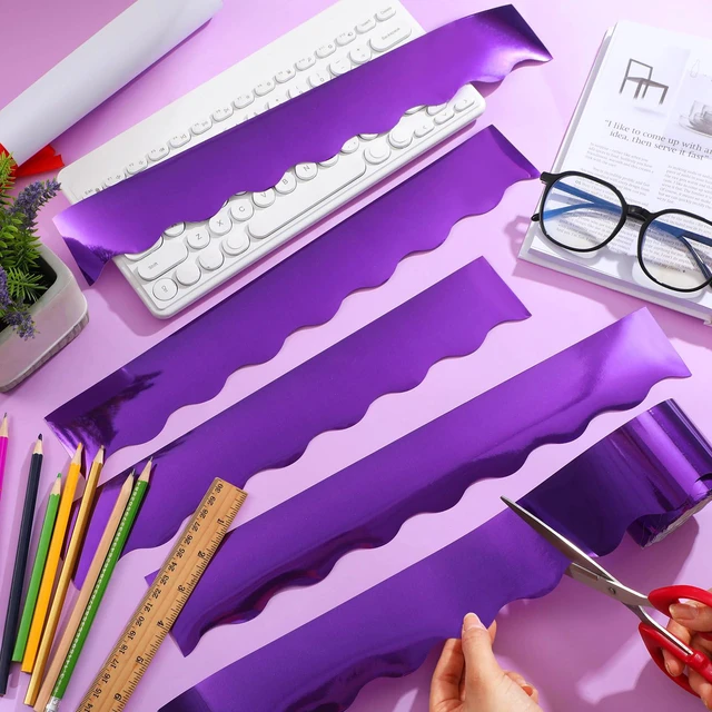 Alt view image 4 of 6 - 65.6 Ft Scalloped Bulletin Board Borders Decor,Purple Scalloped Trim for Classroom Displays, Learning Spaces, Decorative Strips, Ideal for Teachers, School Decor Enhancement