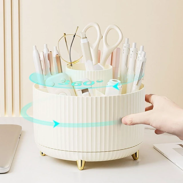 Alt view image 5 of 7 - Silver Desk Organizers and Accessories with Desk Organizer 360° Rotating Pen Holder and Office Supplies, Cute Stationery Supplies Set