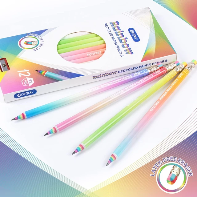 Alt view image 6 of 7 - Pre-Sharpened Rainbow Pencils #2, Back to School Supplies, 24 Count Cute Number 2 Pencils for Kids Students, Latex-Free Eraser, Eco Recycled Paper, Smooth Writing, Drawing, Fun Classroom Gifts