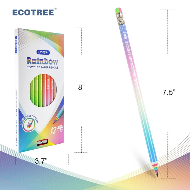 Alt view image 7 of 7 - Pre-Sharpened Rainbow Pencils #2, Back to School Supplies, 24 Count Cute Number 2 Pencils for Kids Students, Latex-Free Eraser, Eco Recycled Paper, Smooth Writing, Drawing, Fun Classroom Gifts