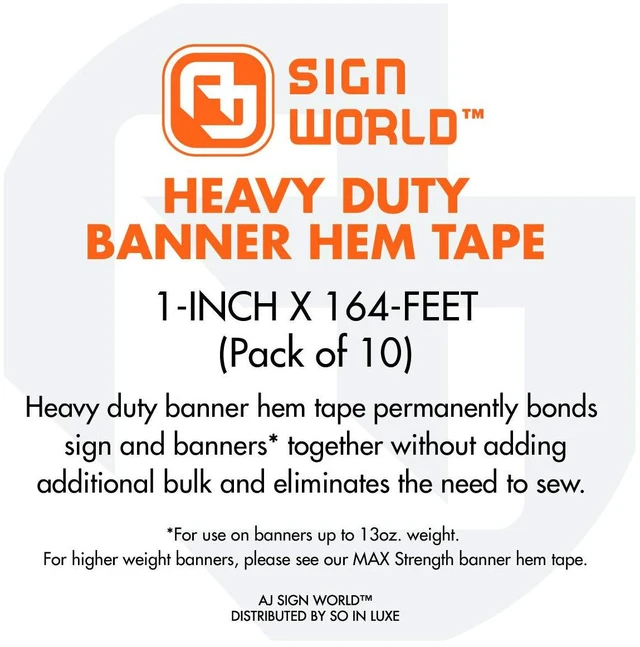 Alt view image 3 of 3 - 1" Heavy Duty Banner Hem Double Sided Permanent Tape (1-Inch x 164-Feet/55 Yard, Pack of 10)