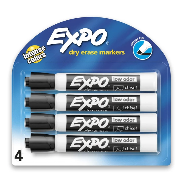 Alt view image 2 of 7 - Low Odor Dry Erase Markers Chisel Tip Set, Black and Assorted Colors, 16 Count