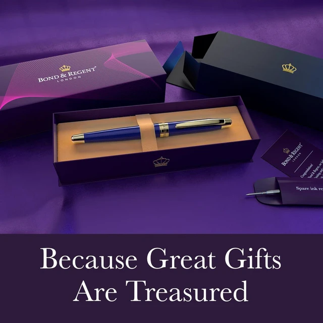 Alt view image 2 of 7 - 24 Karat Gold Luxury Rollerball Pen - Fancy Executive Professional Writing Gift Set for Men & Women, Nice Pens, Royal Blue