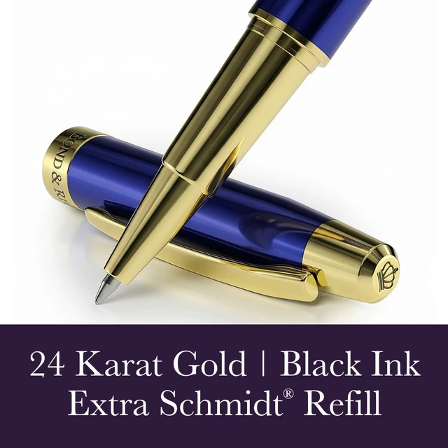 Alt view image 3 of 7 - 24 Karat Gold Luxury Rollerball Pen - Fancy Executive Professional Writing Gift Set for Men & Women, Nice Pens, Royal Blue