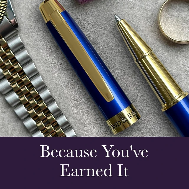 Alt view image 5 of 7 - 24 Karat Gold Luxury Rollerball Pen - Fancy Executive Professional Writing Gift Set for Men & Women, Nice Pens, Royal Blue