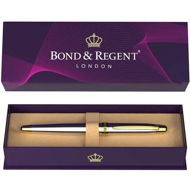Main image of 24 Karat Gold Luxury Rollerball Pen - Fancy Executive Professional Writing Gift Set for Men & Women, Nice Pens, Silver Chrome