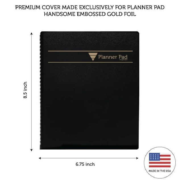 Alt view image 2 of 6 - Spiral Bound January-December 2027/ Calendar Year 6 3/4" x 8 1/2" Medium 3-Tier Funnel Down 12 Month/Weekly Organizer, Black Cover/Black Ink