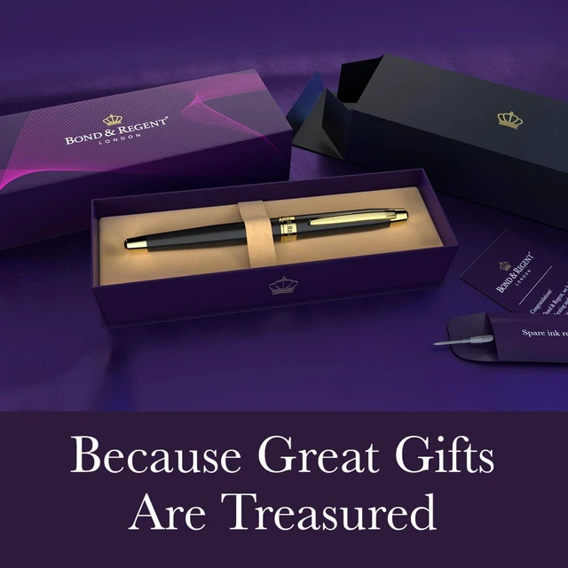 Alt view image 2 of 7 - 24 Karat Gold Luxury Rollerball Pen - Fancy Executive Professional Writing Gift Set for Men & Women, Nice Pens, Gloss Black