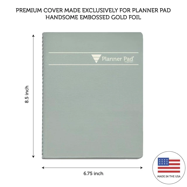 Alt view image 2 of 6 - Spiral Bound October 2026 September 2027 6 3/4" x 8 1/2" Medium 3-Tier Funnel Down 12 Month Organizer, Greenish Grey Cover/Soft Green Ink