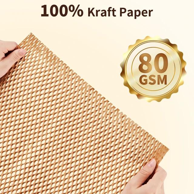 Alt view image 6 of 7 - Honeycomb Packing Paper, 15" x 328' Bubble Wrap Roll for Packing Eco-Friendly Honeycomb Packing Paper, Durable Cushioning For Shipping&Moving, W/ 20 Fragile Sticker Labels For Fragile Goods