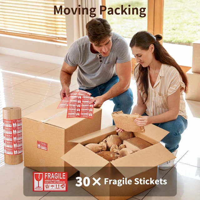 Alt view image 7 of 7 - Honeycomb Packing Paper, 15" x 328' Bubble Wrap Roll for Packing Eco-Friendly Honeycomb Packing Paper, Durable Cushioning For Shipping&Moving, W/ 20 Fragile Sticker Labels For Fragile Goods