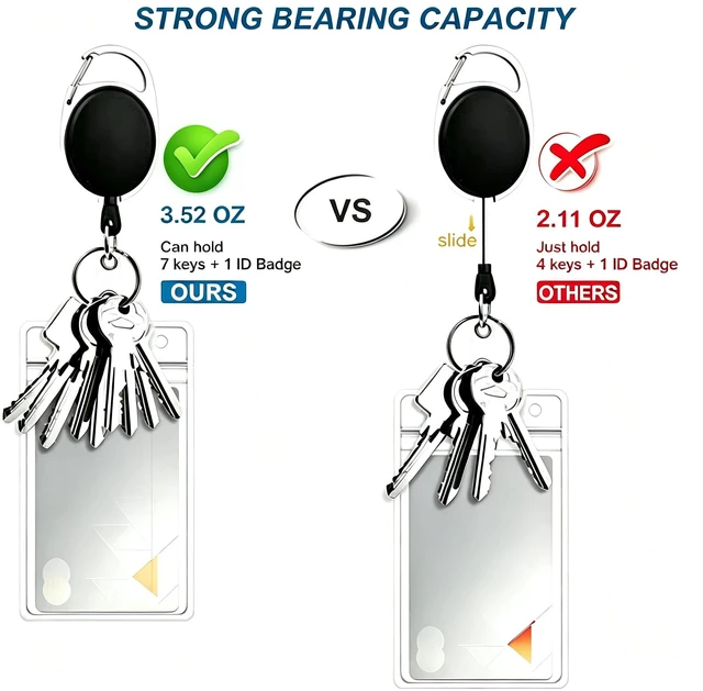 Alt view image 3 of 3 - 30 Packs Heave Duty Badge Reels Retractable with Carabiner Belt Clip and Key Ring, Badge Holders for ID Card Name Keychain(Black, 26.5 Inch Pull Cord)