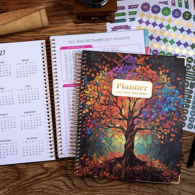 Alt view image 2 of 7 - Planner 2026-2027 Weekly and Monthly 8.5"x11" Hardcover Planner Large Yearly Planner from Jul 2026 - Dec 2027 18 Months Calendar Planners for Women Men Daily Weekly Planning with Tabs, Tree
