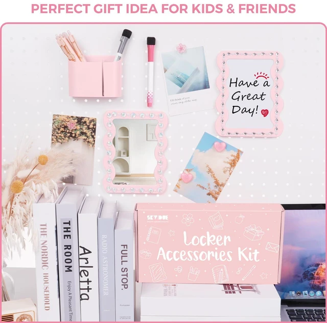 Alt view image 5 of 7 - Locker Accessories Kit for Girls - Includes Magnetic Mirror, Whiteboard, Pen Holder, Magnets and Stickers, Pink Locker Decor & Organizer Set, Back to School Supplies, Basic Set 10 Piece