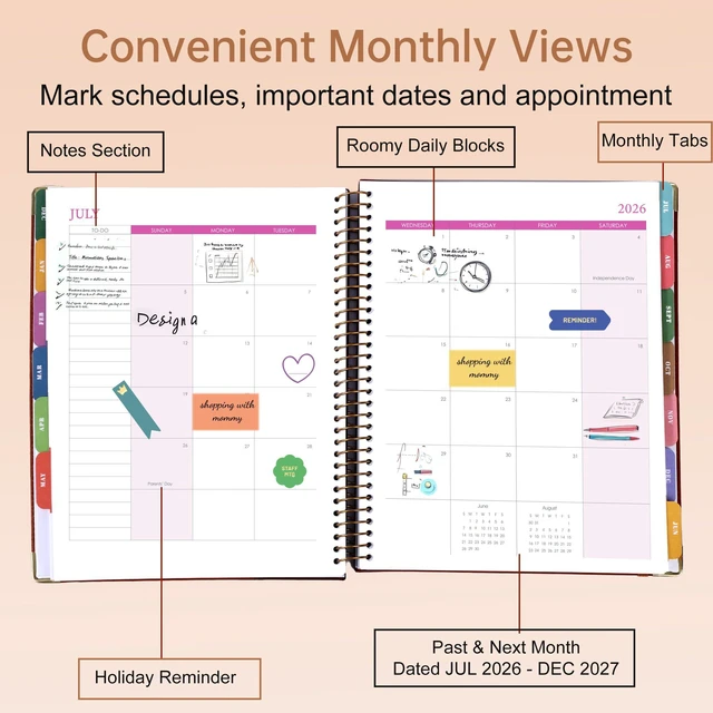 Alt view image 4 of 7 - Planner 2026-2027 Weekly and Monthly 8.5"x11" Hardcover Planner Large Yearly Planner from Jul 2026 - Dec 2027 18 Months Calendar Planners for Women Men Daily Weekly Planning with Tabs, Tree