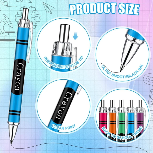 Alt view image 3 of 6 - 50 Pcs Teacher Pens Back to School Gifts Bulk Crayon Party Favors First Day of School Gift for Teacher Student Welcome Back to Classroom Preschool Kindergarten Staff Must Have Stationery